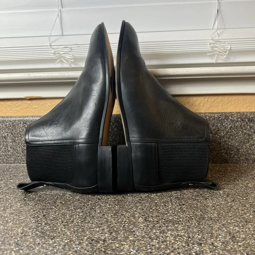 Mossimo Dutti Black Leather Ankle Bootie Pull On Women's Size EU 39 US 8.5 Spain